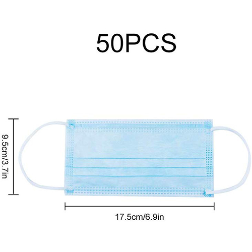 50 PCS Disposable Earloop Face Masks, Face Masks,3-Ply Face Mask Surgical Dental Earloop Polypropylene Masks for Personal Health Virus Protection