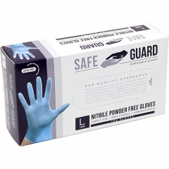 Safeguard Nitrile Disposable Gloves, Powder Free, Food Grade Gloves, Latex Free, 100 Pc. Dispenser Pack, X-Large Size, Blue